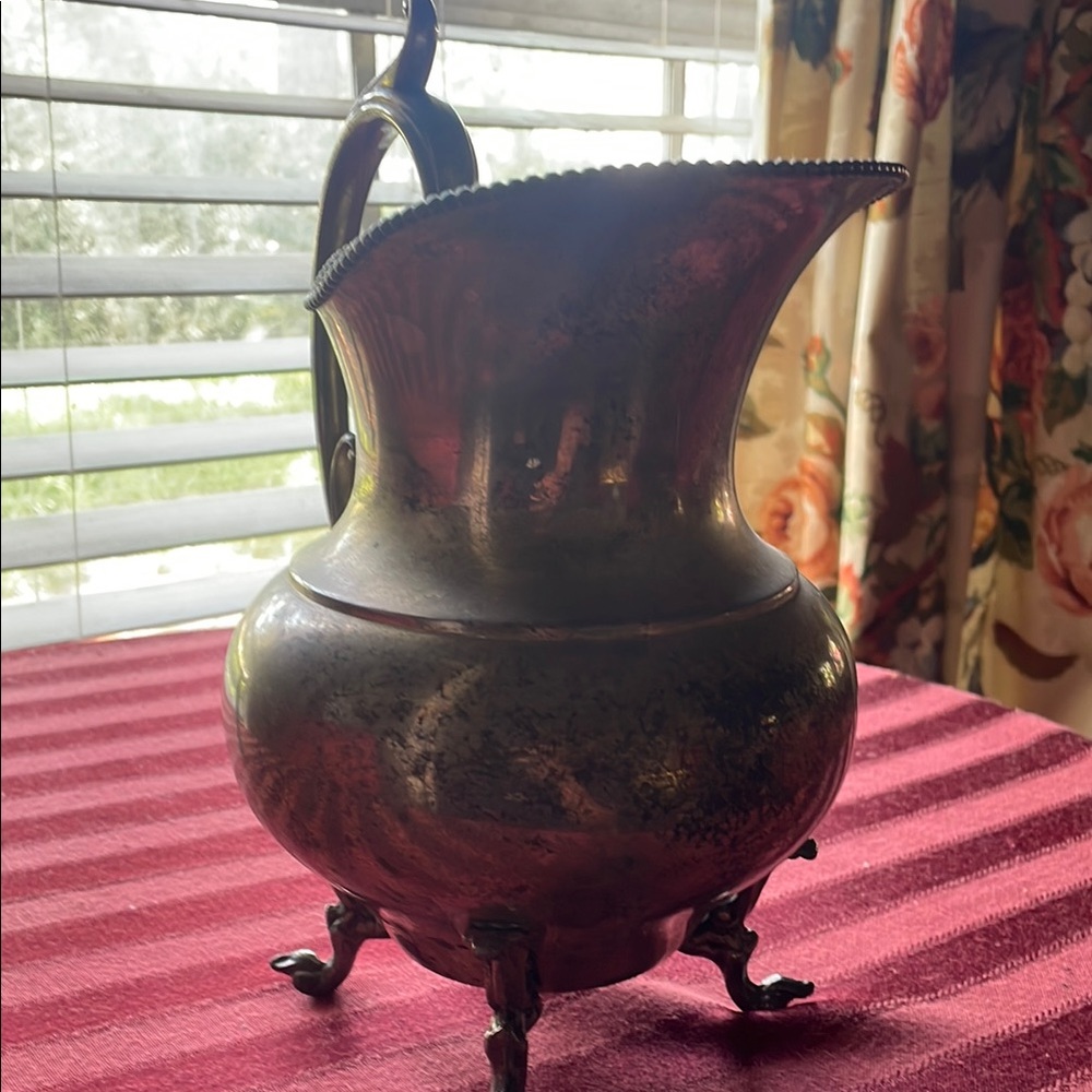 Silver Ornate Vase with Claw Feet